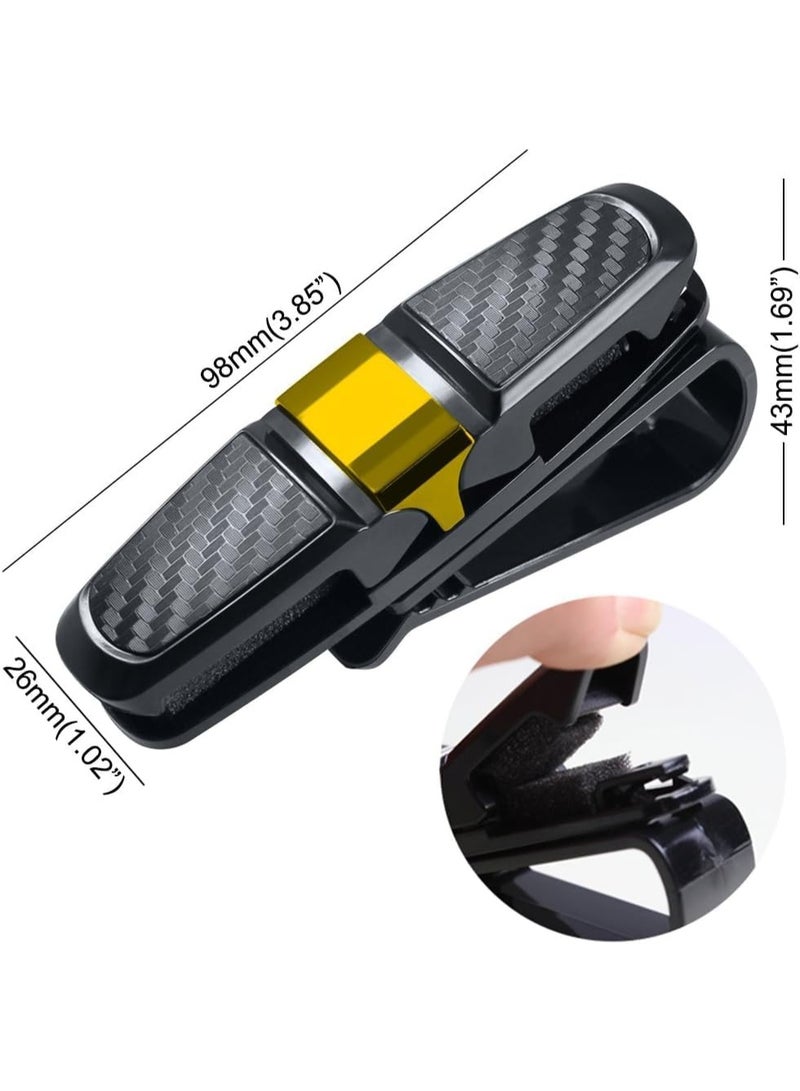 2 Pack Glasses Holders for Car Sun Visor, Glasses Holder Clip with Rhinestones Crystal Fashion Biling Sunglass Eyeglass Mount Hanger (Gold) - Image 3